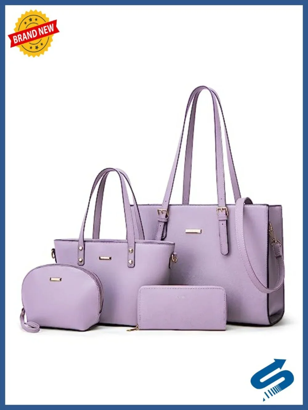 Women Faux Leather Satchel Handbag Purse Set with Crossbody Bag and Cosmetic Bag